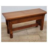 Amish Hohokam-style mission oak bench with storage