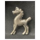 Vintage silver pony brooch