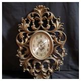Vintage Burwood gold ornate wall clock