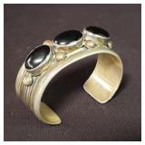 Sterling silver and onyx cuff bracelet
