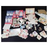 Group of vintage stamps and coins