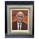 Signed framed oil on canvas mid century portrait
