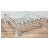 Acrylic coffee table with glass insert