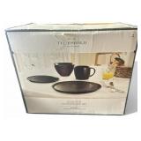 16pc Houlton matte black stoneware dinnerware