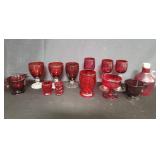Collection of cranberry glass