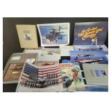 Box of airplane photographs, wall plaque &