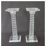 Pair of glass candlesticks