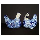 Pair of Cardinal fine porcelain chickens
