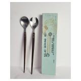 Mid century stainless steel with rosewood h