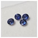 Four 0.5ct round Burma blue sapphire gemstones