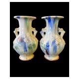 Pair of vintage glazed ceramic vases