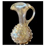 Vintage MCM glass hobnail pitcher