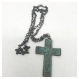 Vintage brass cross with chain