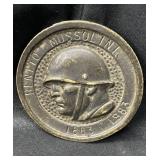 Vintage bronze medallion Benito Mussolini