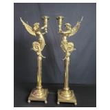 Vintage brass winged mermaid candlesticks