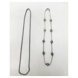 Pair of sterling silver chain necklaces