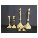 Group of brass candle holders