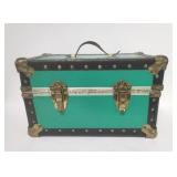 Vintage wood, metal and leather storage box