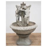 3-piece cement nude statue fountain