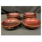 6 Vintage Japanese hand painted lacquer bowls