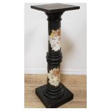 Vintage hand-painted wood & porcelain pedestal