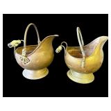 Pair of vintage copper coal scuttles