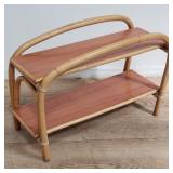Bentwood & rattan 2-tiered side table
