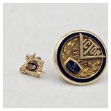 Pair of 14k gold pins incl Victor 5 yr. service