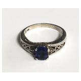 Sterling silver and sapphire ring