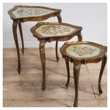 3 Antique Italian florentine gold leaf nesting