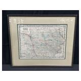 Framed antique hand colored map Johnson