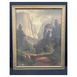 Signed framed antique oil on canvas "Yosemite