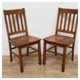Pair of antique farmhouse-style oak chairs