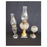 Group of vintage oil lamps