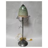 Metal lamp with crystalline glazed ceramic shade