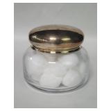 Glass jar with silver plate lid