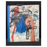 Signed abstract folk art on door WQ 2001