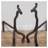 Pair of vintage wrought iron figural andirons