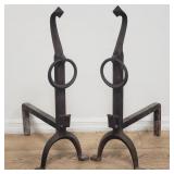 Pair of antique cast iron andirons