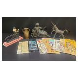 Box of miscellaneous spelter figurines, cast