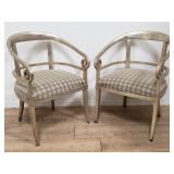 Pair of Italian neoclassical-style wood arm chairs