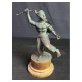 Vintage Asian bronze sculpture on a wood base