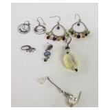 Group of sterling silver earrings