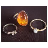 3 Sterling silver rings