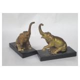 Pair of vintage spelter elephant bookend