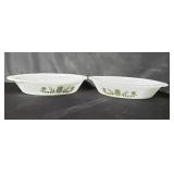 Pr of Glasbake decorated divided servers