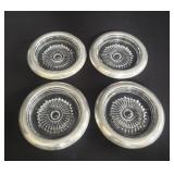 4 Sterling silver rimmed crystal coaster