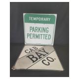 Pair of paper and cardboard signs