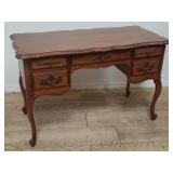 French provincial walnut knee hole desk