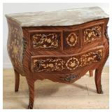 Bombe French-style with marble top & brass